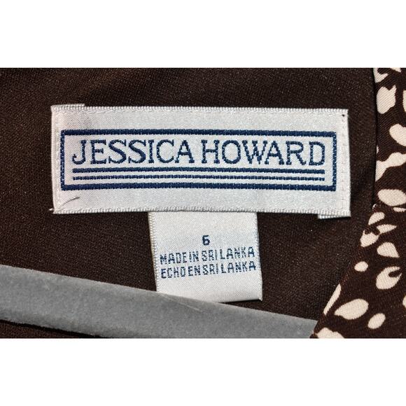 JESSICA HOWARD NEW $100 Floral Print Jersey Stretch Midi Dress Brown/Ivory 6 - Picture 4 of 4
